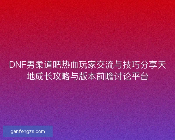 DNF男柔道吧热血玩家交流与技巧分享天地成长攻略与版本前瞻讨论平台